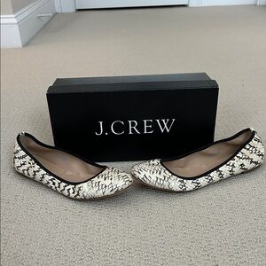 J. Crew Snakeskin Pattern Flats - Black and Cream